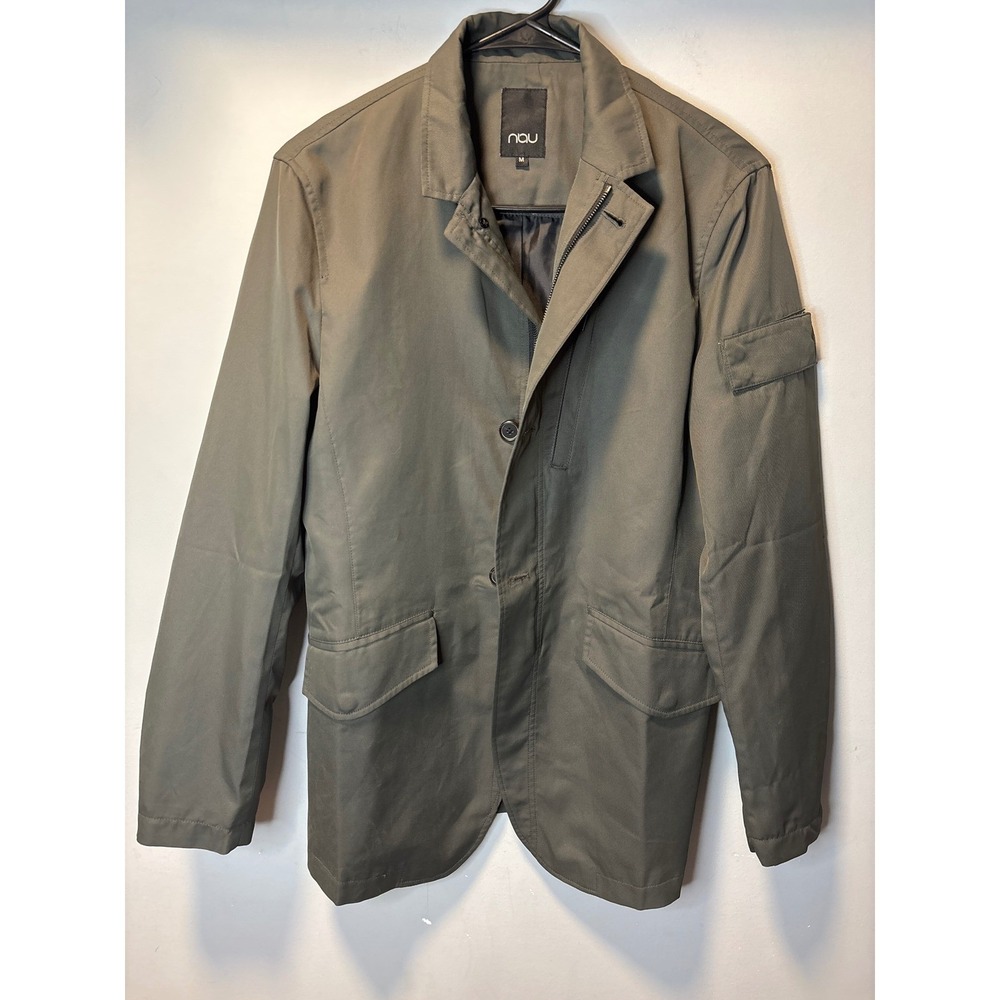 Nau Mens Recycled Polyester Utility Blazer Jacket Gray‎ Green Medium Sport Coat
